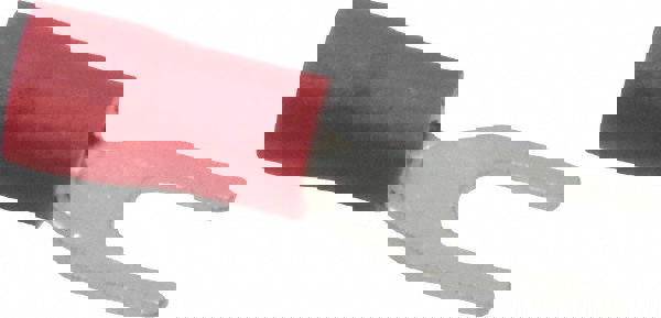 Standard Fork Terminal: Red, Vinyl, Partially Insulated, #6 Stud, Crimp